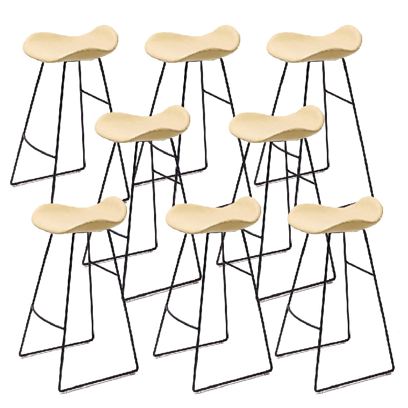 Modern Backrest Armless Counter Stool Upholstered Bar Stool with Metal Base