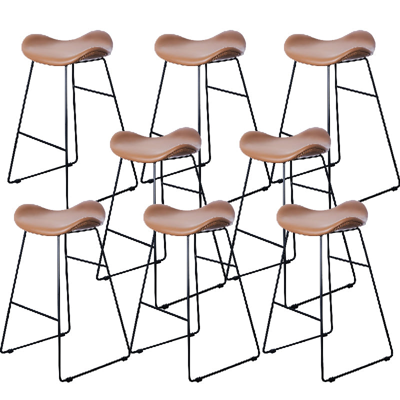 Modern Backrest Armless Counter Stool Upholstered Bar Stool with Metal Base
