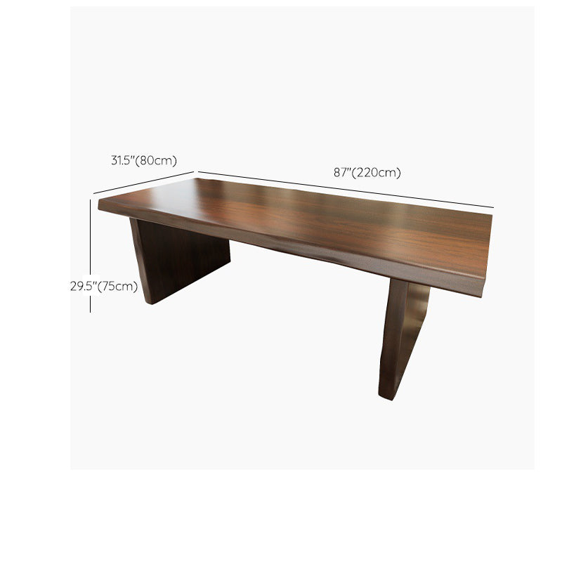 Glam Wooden Dining Rectangle Table with Wooden Legs for Kitchen