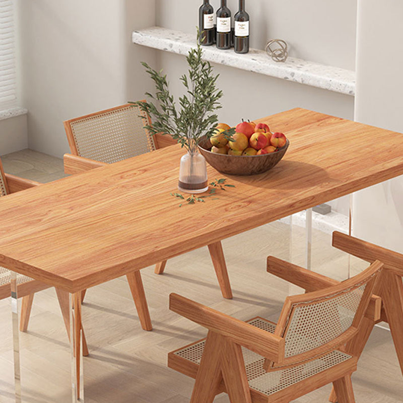 Rectangle Double Pedestal Dining Table Medieval Modern Style Wood Table for Living Room