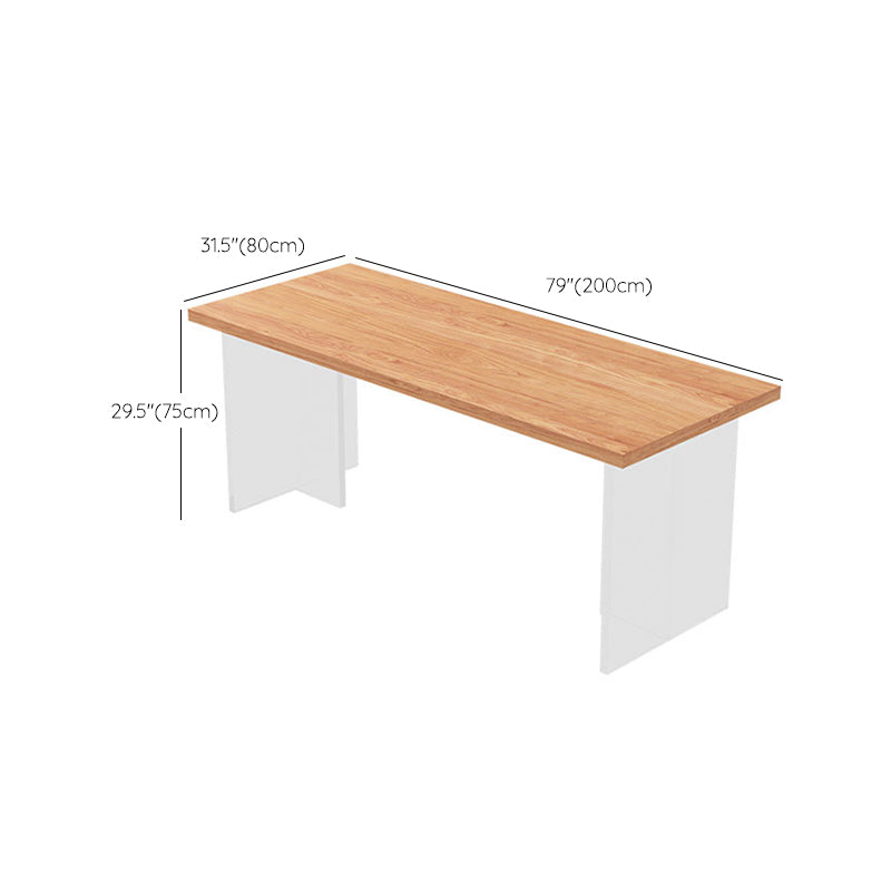 Rectangle Double Pedestal Dining Table Medieval Modern Style Wood Table for Living Room