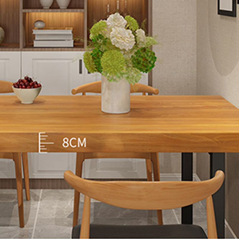 Rectangle Black Base Dining Table Modern Pine Wood Table for Dining Room