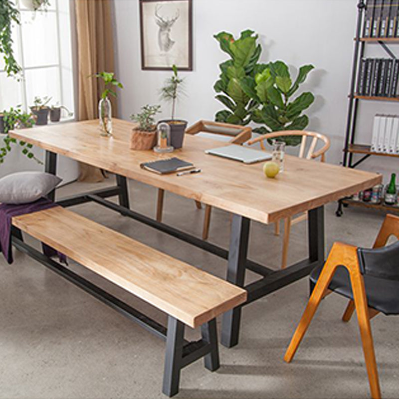 Rectangle Trestle Dining Table Modern Wood Table for Milk Tea Shop