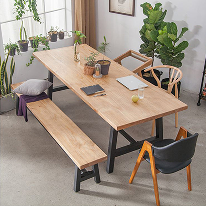 Rectangle Trestle Dining Table Modern Wood Table for Milk Tea Shop