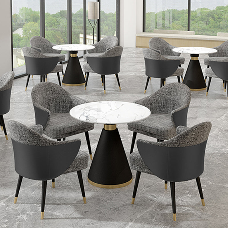 Metal Base Table Glam Style Sintered Stone Dining Table for Home Use