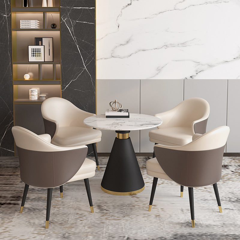 Metal Base Table Glam Style Sintered Stone Dining Table for Home Use