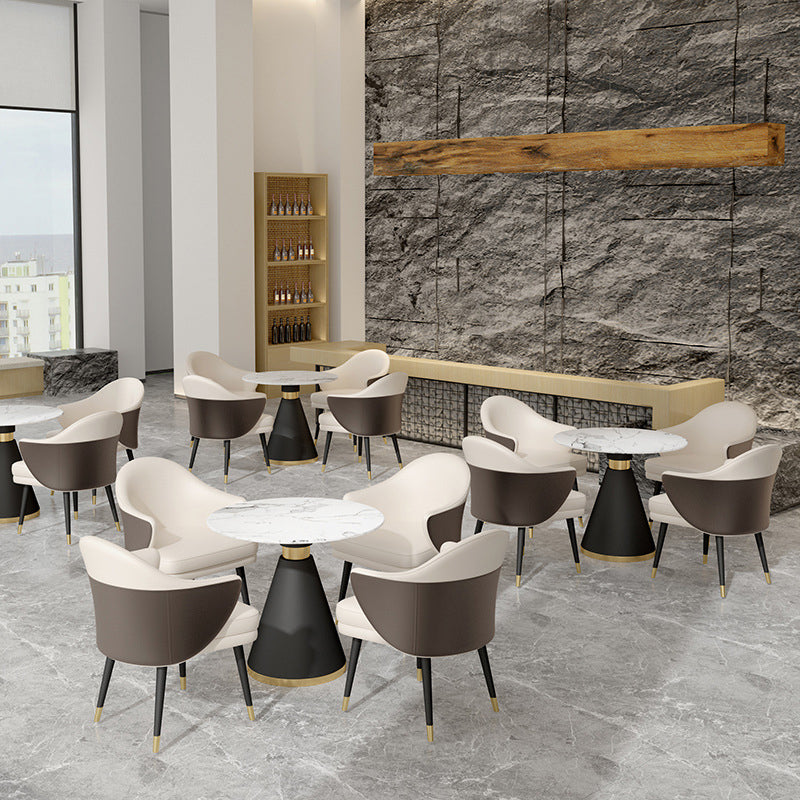 Metal Base Table Glam Style Sintered Stone Dining Table for Home Use