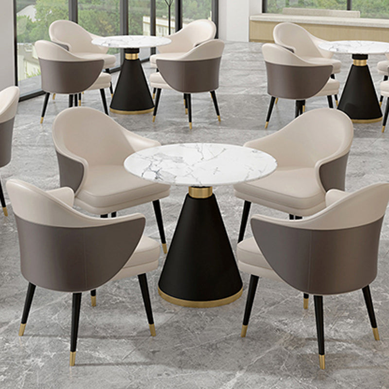 Metal Base Table Glam Style Sintered Stone Dining Table for Home Use