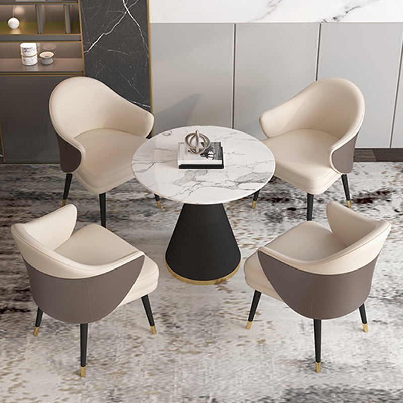 Metal Base Table Glam Style Sintered Stone Dining Table for Home Use