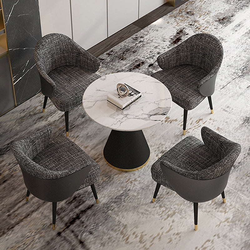 Metal Base Table Glam Style Sintered Stone Dining Table for Home Use