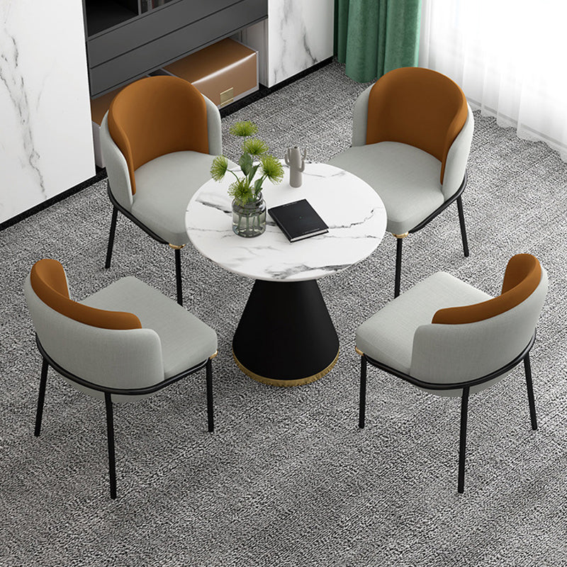 Glam Metal Dinette Table Sintered Stone Dining Table for Home Use
