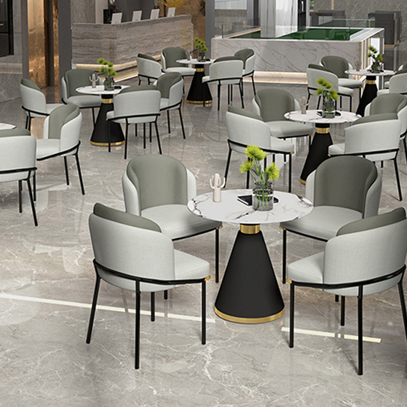 Glam Metal Dinette Table Sintered Stone Dining Table for Home Use