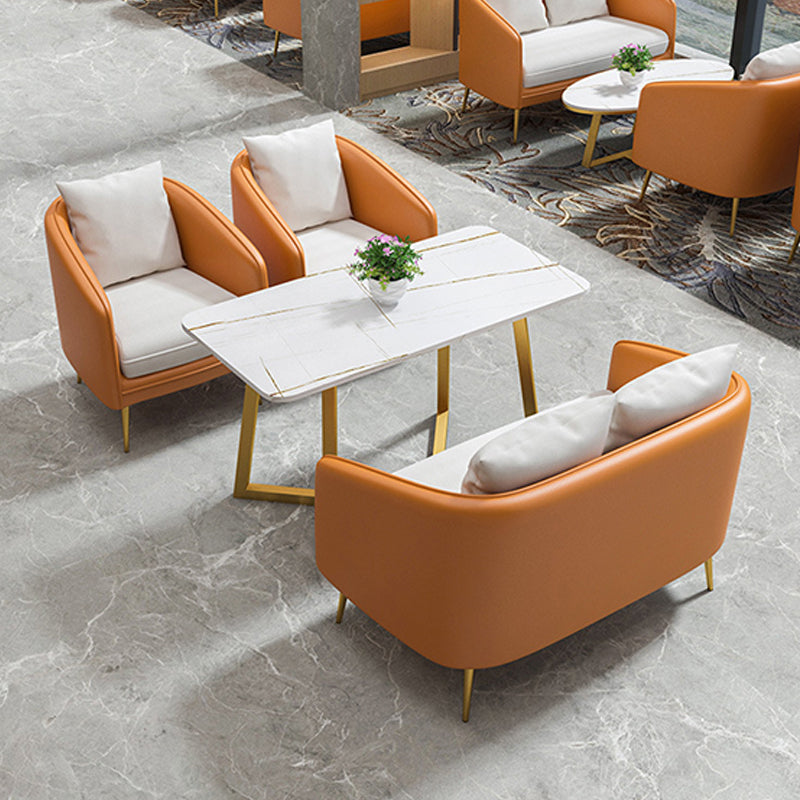 Glam Sintered Stone Dining Table Metal Dinette Table for Home Use