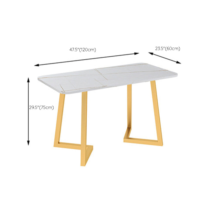 Glam Sintered Stone Dining Table Metal Dinette Table for Home Use