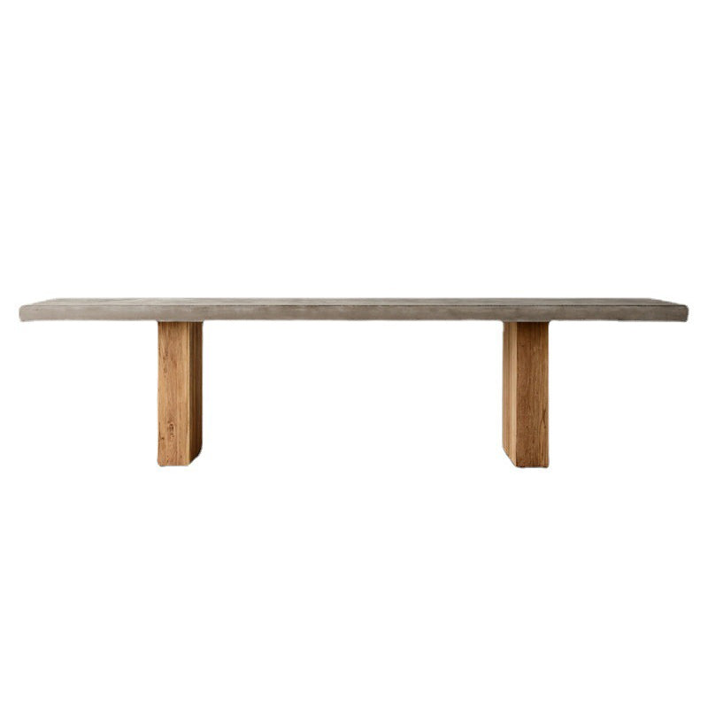 Rectangle Double Pedestal Dining Table Modern Wood Base Table for Kitchen