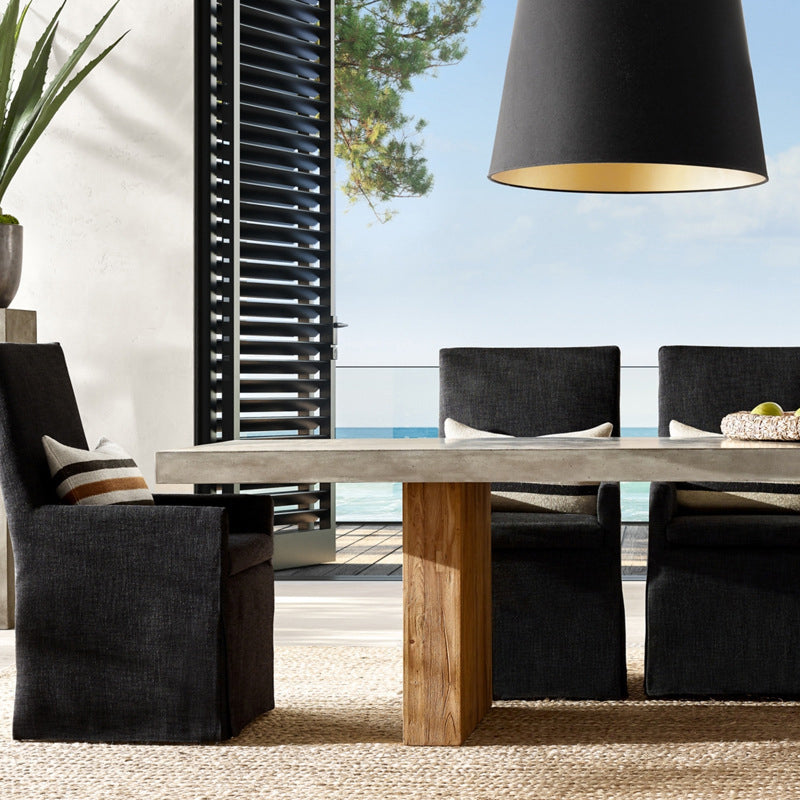 Rectangle Double Pedestal Dining Table Modern Wood Base Table for Kitchen
