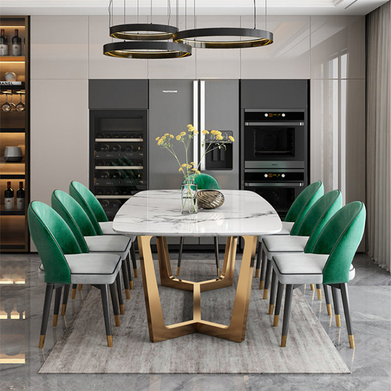 Glam Dining Faux Marble Table Rectangle Table with Metal Legs for Kitchen