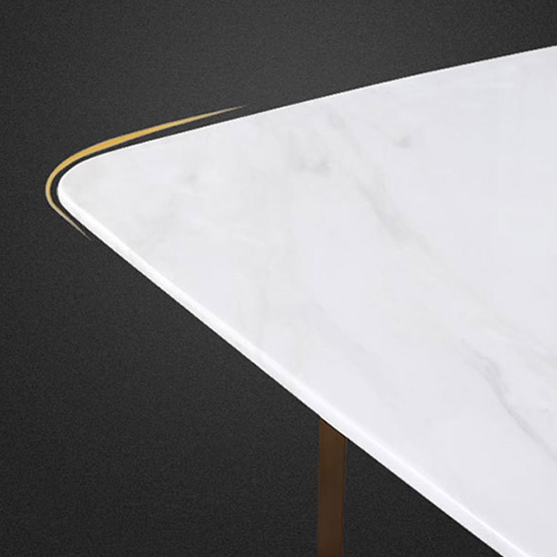 Glam Style Faux Marble Table Dining Rectangle Table with Metal Legs for Kitchen