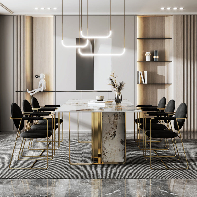 Glam Style Dining Rectangle Table Dining Sintered Stone Table for Home
