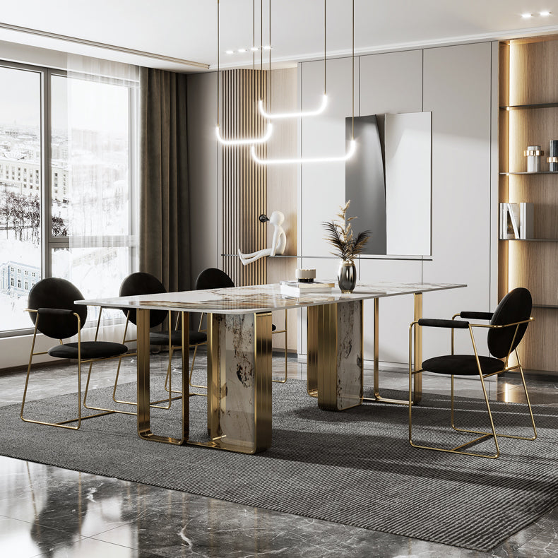 Glam Style Dining Rectangle Table Dining Sintered Stone Table for Home