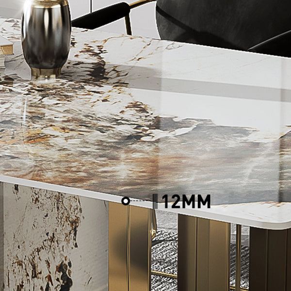 Glam Style Dining Rectangle Table Dining Sintered Stone Table for Home