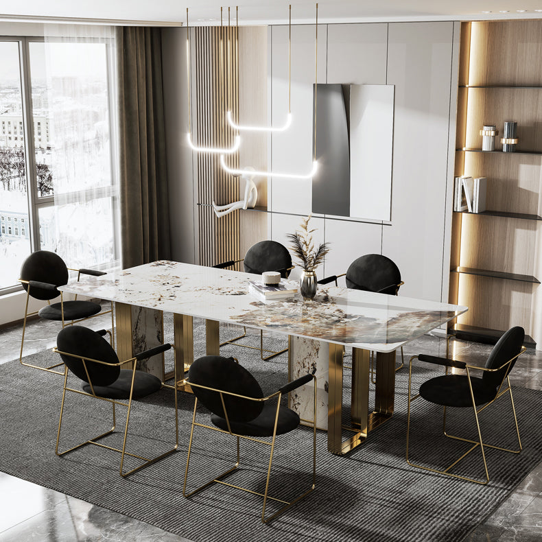 Glam Style Dining Rectangle Table Dining Sintered Stone Table for Home