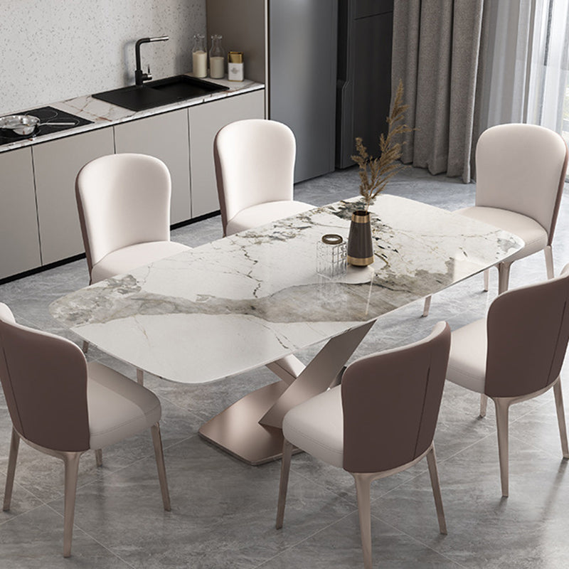Glam Style Dining Rectangle Table Dining Sintered Stone Table for Home Use