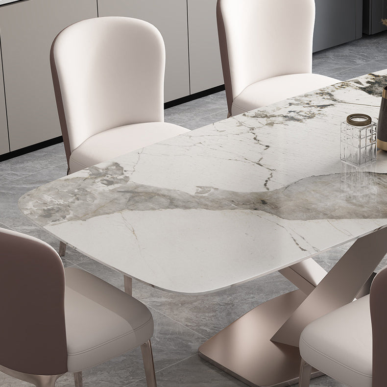 Glam Style Dining Rectangle Table Dining Sintered Stone Table for Home Use