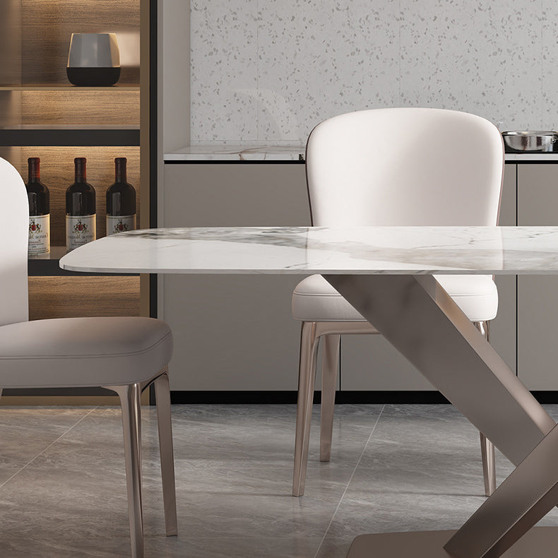 Glam Style Dining Rectangle Table Dining Sintered Stone Table for Home Use