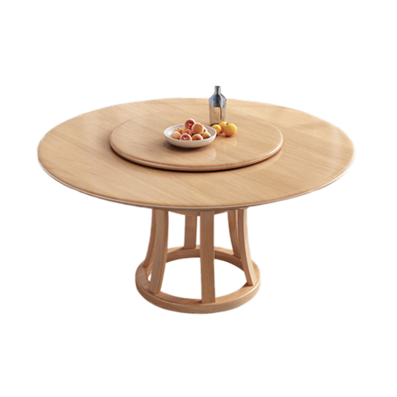 Round Table Solid Wood Table with Turntable for Home and Kitchen