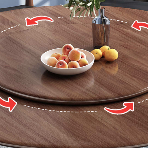 Round Table Solid Wood Table with Turntable for Home and Kitchen