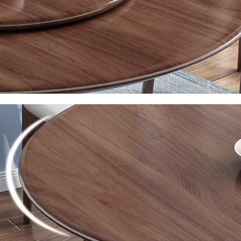 Round Table Solid Wood Table with Turntable for Home and Kitchen