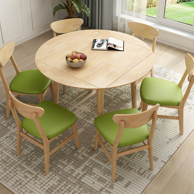 Round Home Kitchen Dinner Furniture Drop Leaf Rubberwood Solid Wood Dining Table