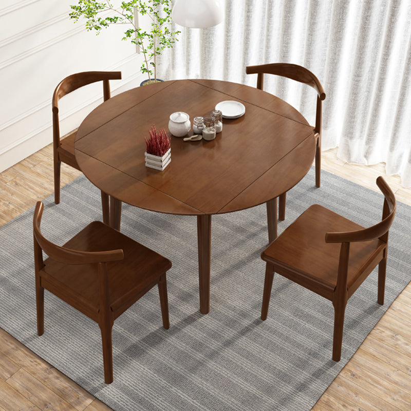 Round Home Kitchen Dinner Furniture Drop Leaf Rubberwood Solid Wood Dining Table
