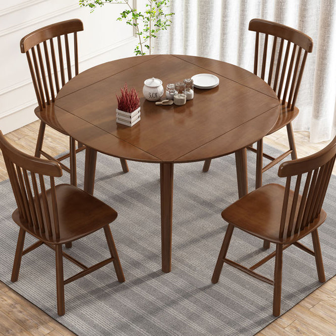 Round Home Kitchen Dinner Furniture Drop Leaf Rubberwood Solid Wood Dining Table