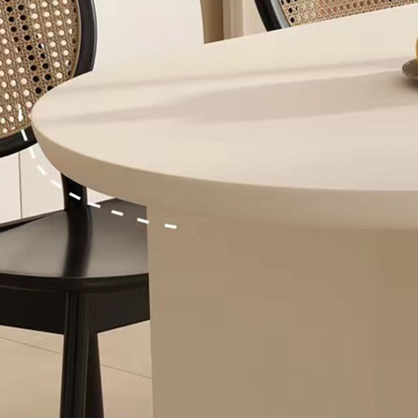 White Solid Wood Table Oval Dining Room Table with Double Pedestal