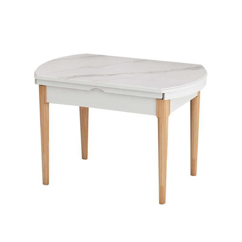 Slate and Wood Table Contemporary Retractable Round Dining Table