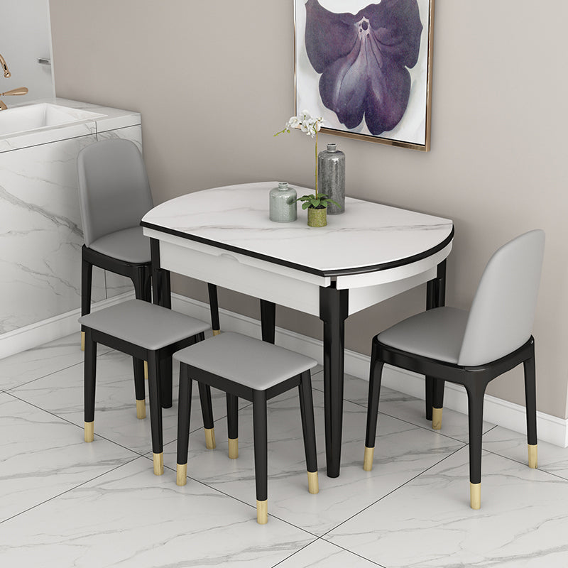 Slate and Wood Table Contemporary Retractable Round Dining Table