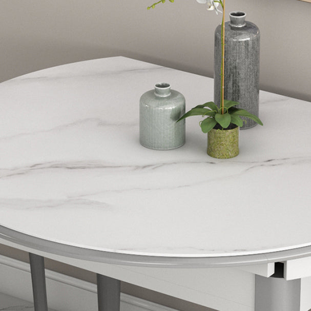 Slate and Wood Table Contemporary Retractable Round Dining Table