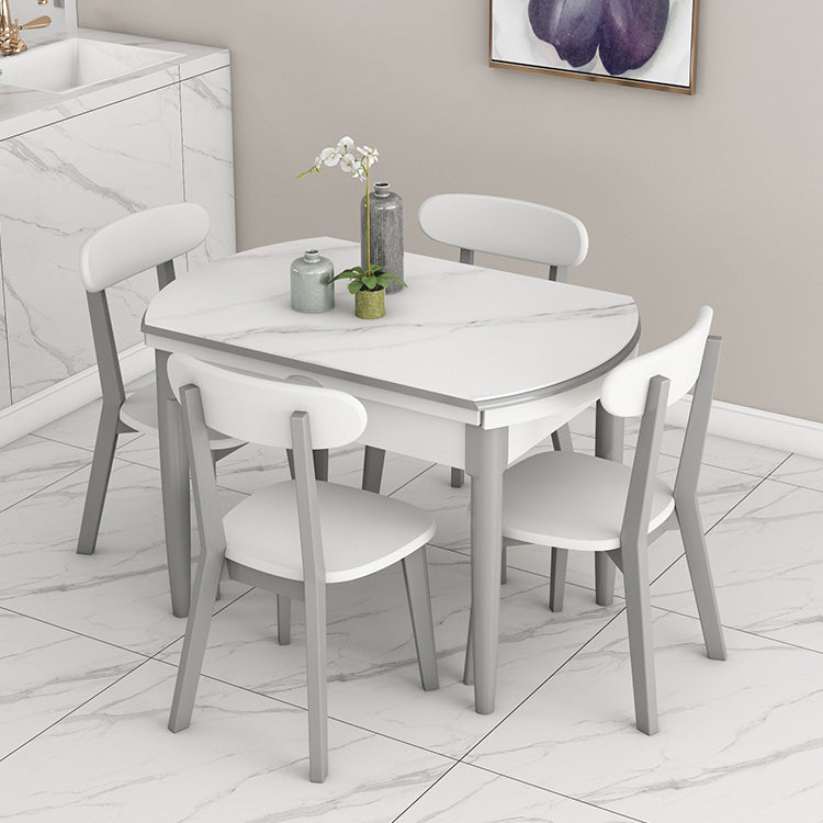 Slate and Wood Table Contemporary Retractable Round Dining Table