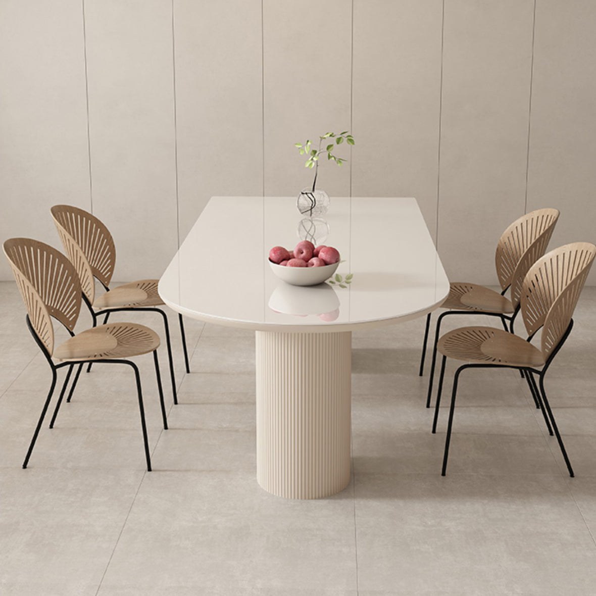 Metal and Slate Table Contemporary Home Wood Legs Dining Table