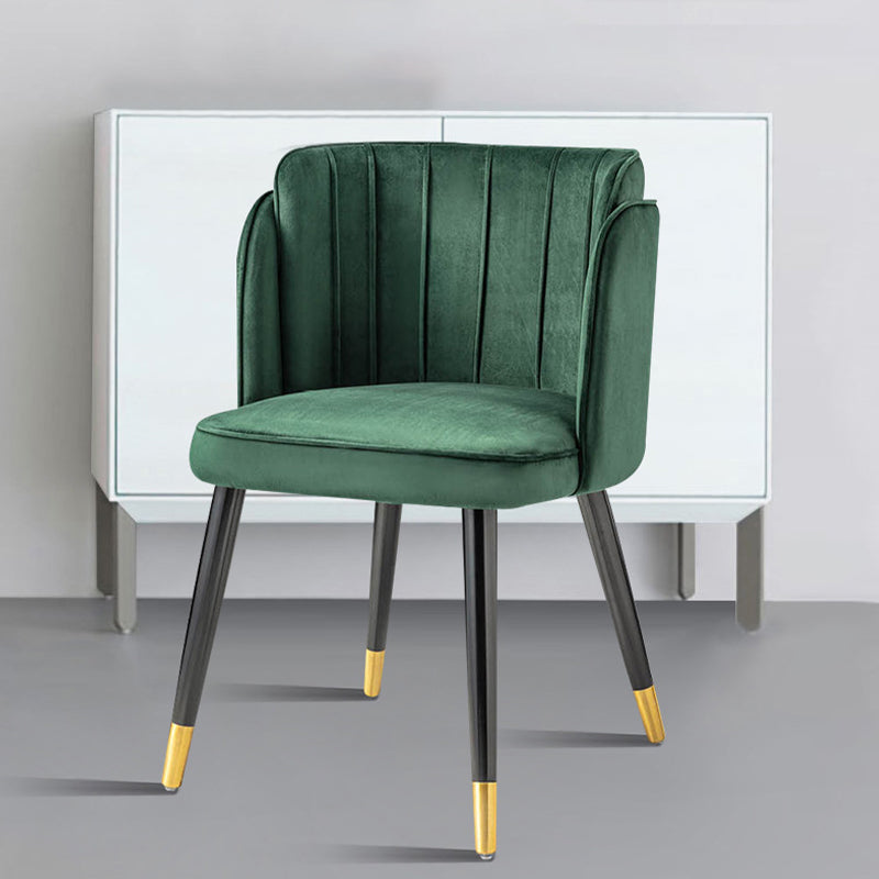 Glam Upholstered Dining Chair Green Parsons Chair with Wood Legs