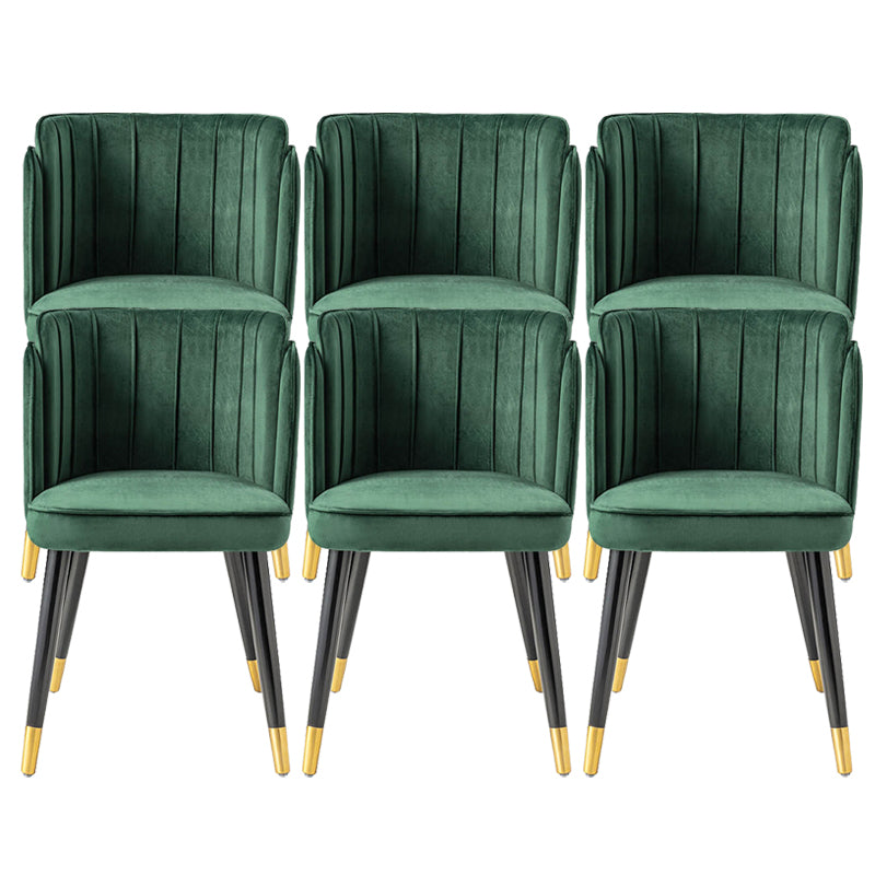Glam Upholstered Dining Chair Green Parsons Chair with Wood Legs