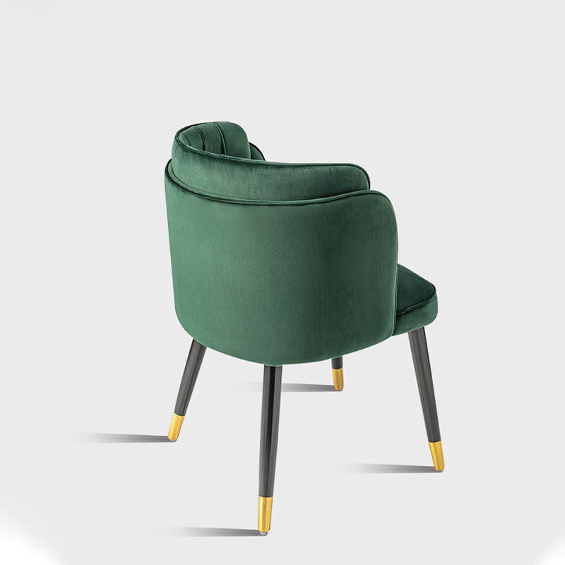 Glam Upholstered Dining Chair Green Parsons Chair with Wood Legs