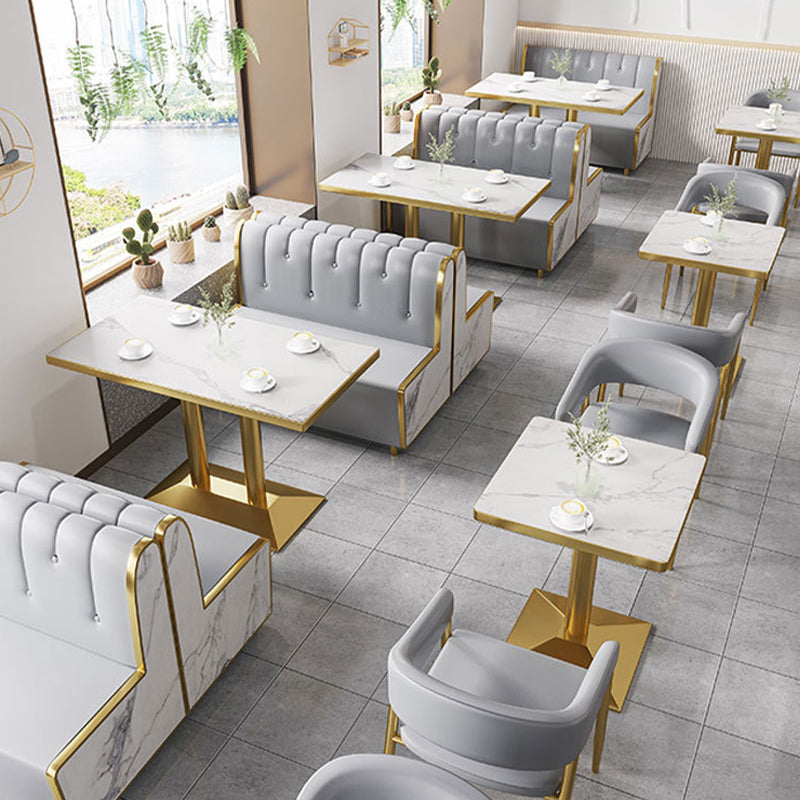 Glam Upholstered Dining Chair Open Back Dining Chair in Grey