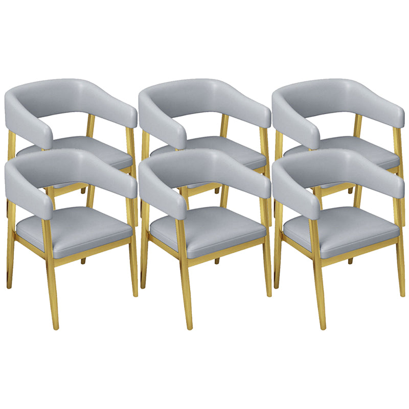 Glam Upholstered Dining Chair Open Back Dining Chair in Grey