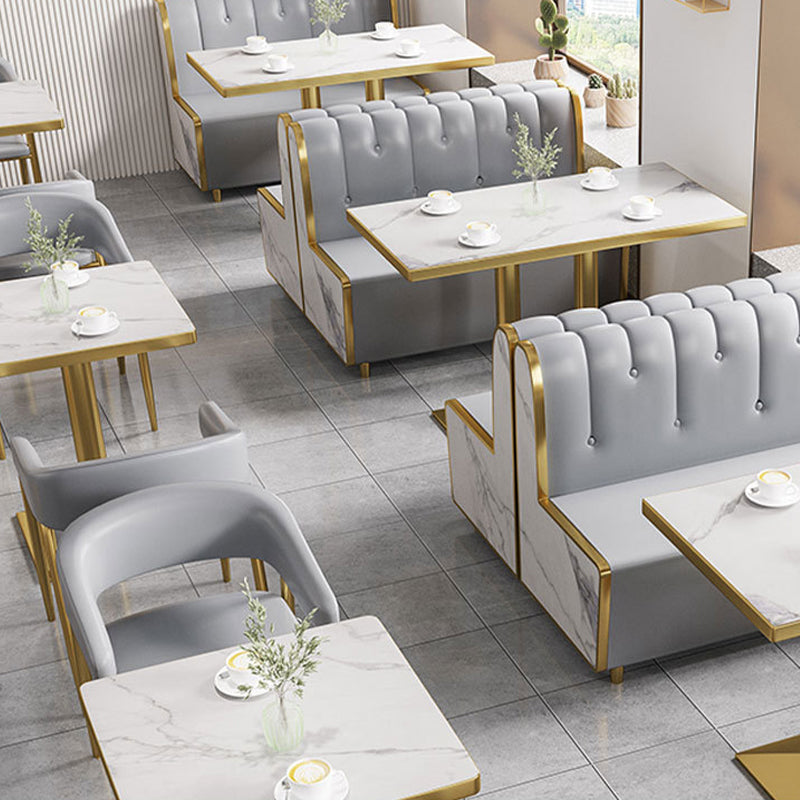 Glam Upholstered Dining Chair Open Back Dining Chair in Grey