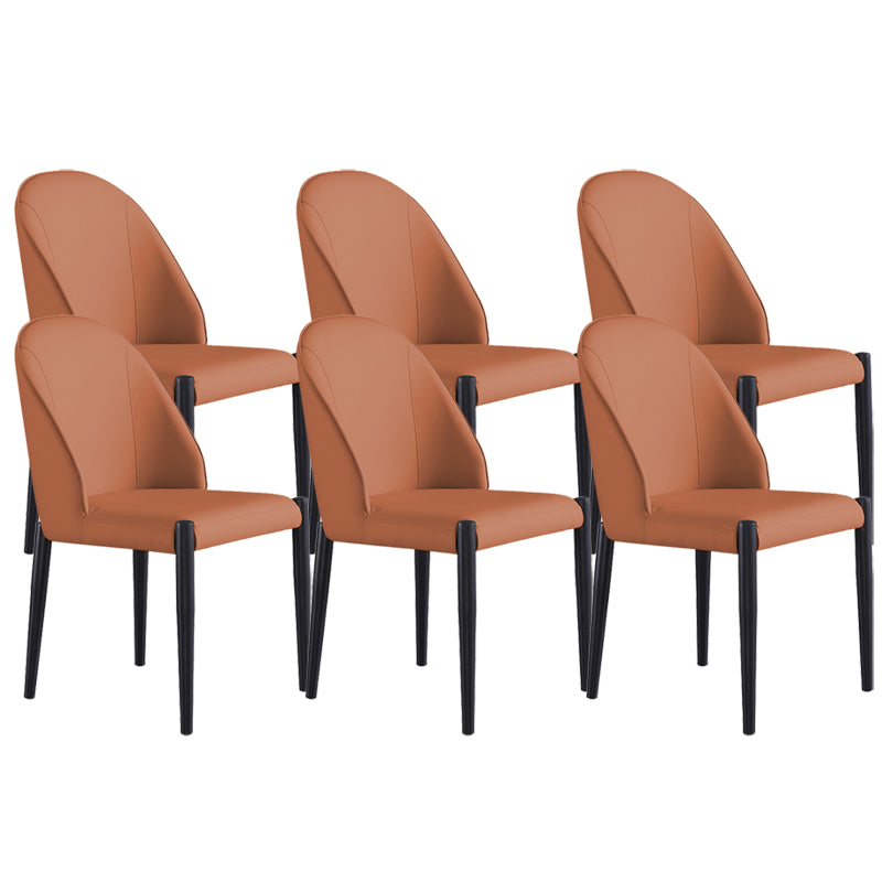 Industrial Faux Leather Chair Armless Side Chairs with Metal Legs for Home Use