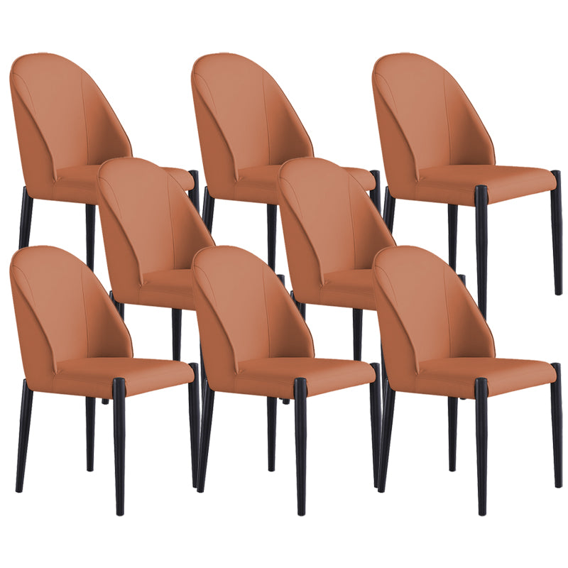 Industrial Faux Leather Chair Armless Side Chairs with Metal Legs for Home Use