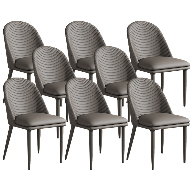 Contemporary Faux Leather Chair Armless Side Chairs with Metal Legs for Kitchen